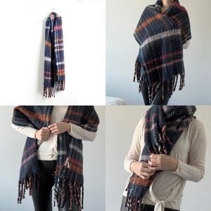 Brand new without tags BCBGeneration pashmina scarf warm blue plaid checkered